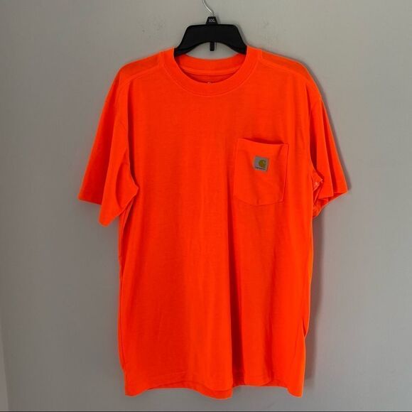 Carhartt Men’s Short Sleeve Neon Orange Crew Neck Tee - Picture 1 of 5